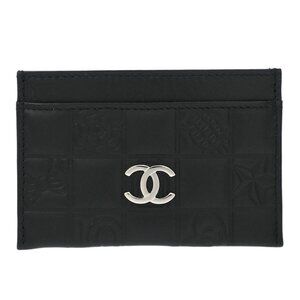 Chanel Black Lambskin Icon Cardholder Small Good 155947